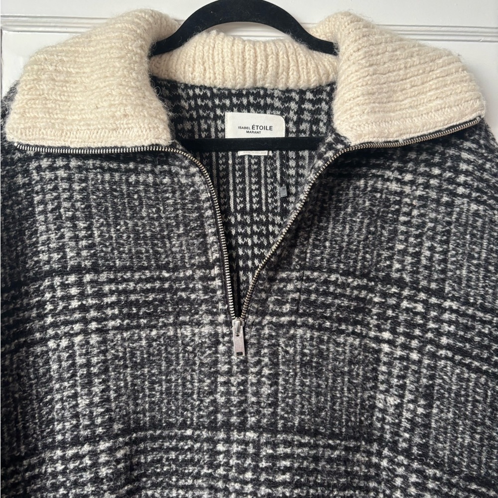 Isabel Marant Etoile Black and White Plaid Cape - Picture 3 of 9